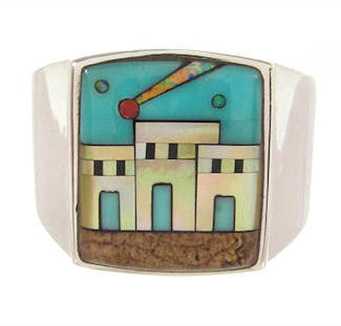Silver Multicolor Native American Design Ring Size 10-1/4 YS64603